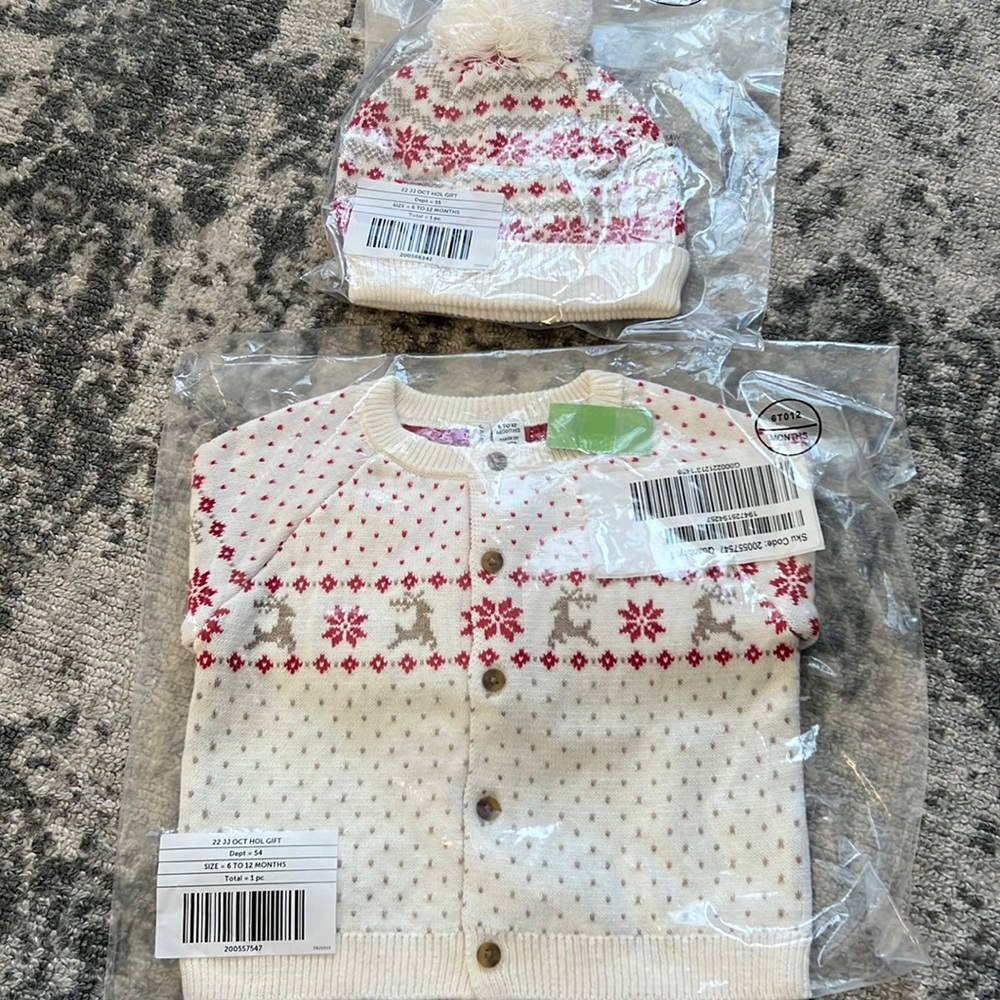 Janie and Jack sweater cardigan and hat set